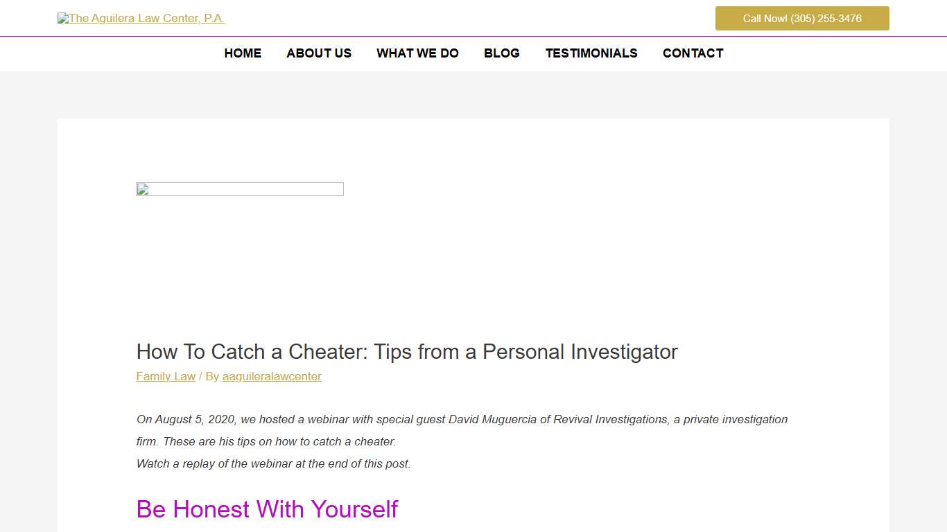 How To Catch a Cheater: Tips from a Personal Investigator - The Aguilera Law Center, P.A.